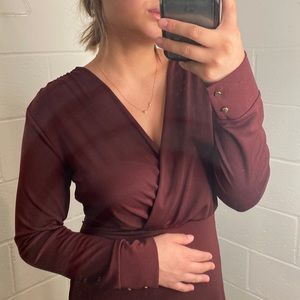 H&M Maroon Long Sleeve Dress